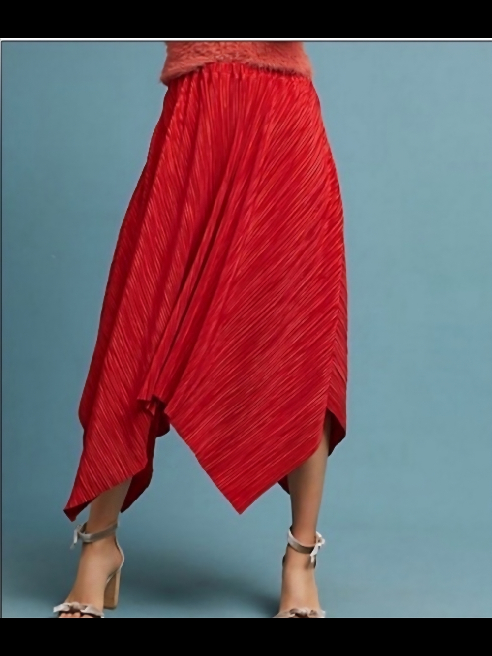 Anthropologie Sundays in Brooklyn Asymmetrical Red Maxi Skirt